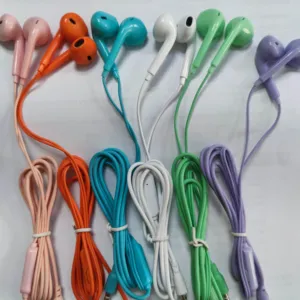קידום מכירות זול צבעוני קווית באוזניים אוזניות קווית אוזניות קווית עם מיקרופון oem 3.5 מ "מ שקע abs 50pcs לכל תיק גדול 1m jl