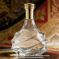 Bouteille en verre plat de luxe en cristal de flint de 750 ml avec bouchon en liège et impression sérigraphiée pour whisky et brandy – Vente en gros