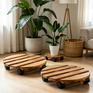 Plateau à fleurs mobile en bois personnalisé pour une présentation pratique des fleurs, balcon avec support à fleurs mobile <span class=keywords><strong>sur</strong></span> <span class=keywords><strong>roulettes</strong></span> - Product Image 3