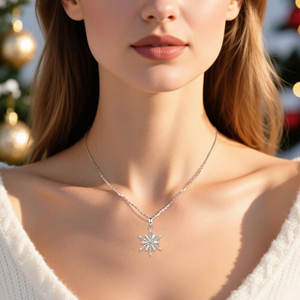 Рождественский подарок, белый кубический цирконий, зимний белый кулон со снежинкой, 925 стерлингового серебра, украшения для женщин - Product Image 3