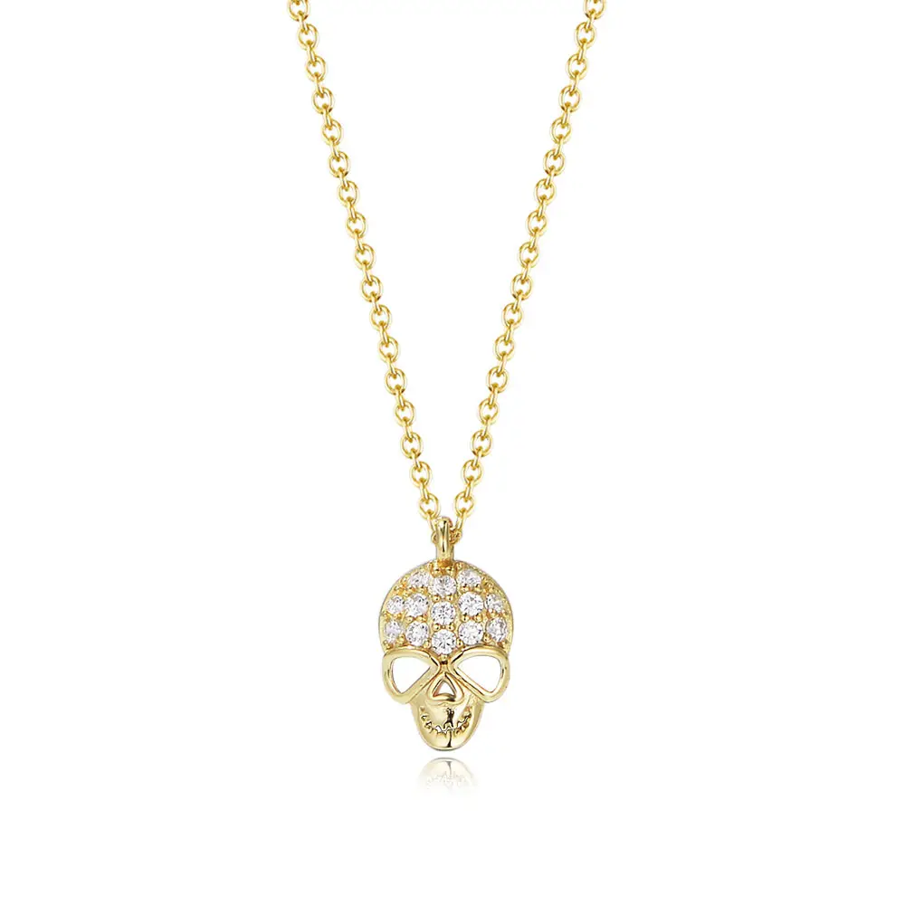 925 Sterling Silver Luxury Diamond Necklace Skull Pendant Necklace Diamond Skull Necklace