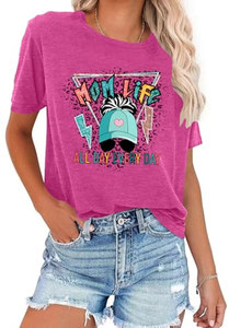 T-shirts OEM ODM pour femmes : 'En <span class=keywords><strong>ma</strong></span> période de maman', 'Mama', 'Mom Life', avec impression de lettres 'Mama' amusante, décontractés pour la Fête des Mères - Product Image 5