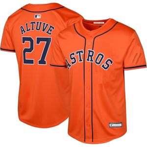 Camiseta de jugador alternativo naranja de los Astros de Houston Jose Altuve para niños y jóvenes de 8 a 20 años con cuello de béisbol que absorbe la humedad - Product Image 1