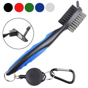 Cepillo de limpieza de ranuras para palos de golf con mosquetón retráctil de doble cara y púas - Product Image 2