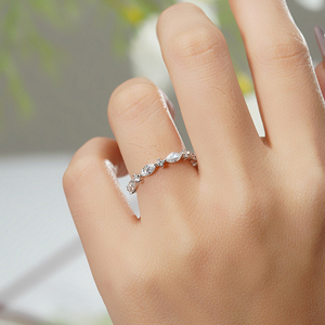 Half Eternity 2*4mm <strong>Emerald</strong> Cut D VVS1 Moissanite S925 Sterling <strong>Silver</strong> <strong>Ring</strong> Ready to Ship - Product Image 4