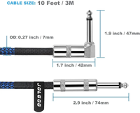 Câble de guitare acoustique électronique pour instrument de musique de 3m de long Câble de guitare professionnel en gros d'usine