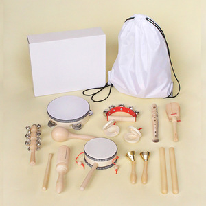 Ensemble de 11 instruments de percussion en bois pour enfants, avec tambourin, maracas, castagnettes et flûte, pour l'éducation musicale et le jeu - Product Image 4
