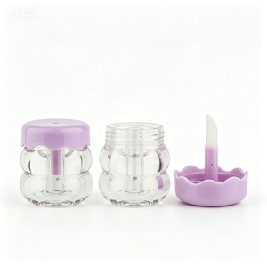 Tube de gloss à lèvres en plastique transparent avec bouchon à vis violet 5 ml, contenant cosmétique pour l'emballage d'huile à lèvres - Product Image 1
