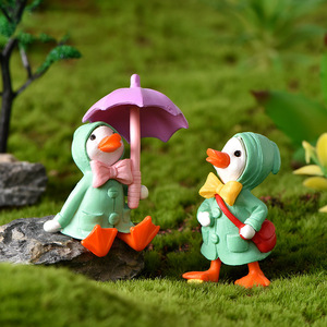 Figuras Animadas de Dibujos Animados para Decoración, Manualidades de Plástico en Miniatura de Patos con Impermeable para Adornos de Escritorio y Decoración del Hogar - Product Image 5