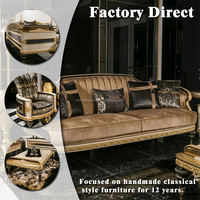 Ensemble de canapés rococo néoclassiques élégants, canapé et fauteuils en bois sculpté turc à motifs ambre pour la décoration de manoirs