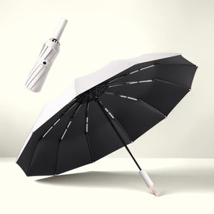 Brand New Sun protection Branded White Foldable Big <b>Umbrella</b> with Plastic Cover for Young People - Product Image 1