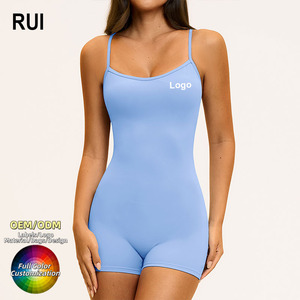 RUIQUWIN New Arrival <b>Women's</b> Jumpsuits High Stretch Bodycon Gym <b>Romper</b> Criss Cross Backless Workout Bodysuit Activewear - Product Image 1