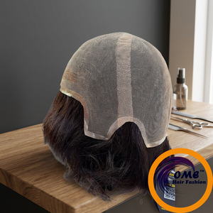 Peluca de Encaje Completo para Hombre, Cabello Humano Remy, Base de Encaje Francés HD Transparente, Pre-Desplumada, Nudos Decolorados, OEM - Product Image 1