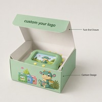 Boîte cadeau rigide vert menthe à motif de dessin animé, impression personnalisée pour l'éducation des enfants, carton pliable à rabat, emballage de luxe