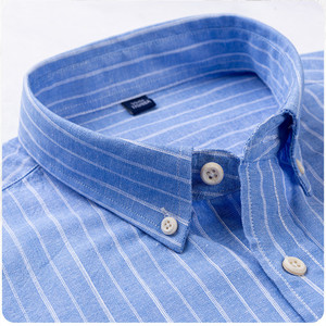 MS-41 grande taille nouveaux hommes à manches longues coton et lin chemises lavé Style coréen mince mode chemises décontractées - Product Image 2