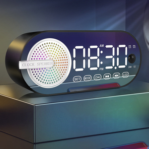 Haut-parleur sans fil Petit haut-parleur stéréo avec horloge et réveil avec détection du corps humain Mini haut-parleur portable pour la maison et l'extérieur - Product Image 3