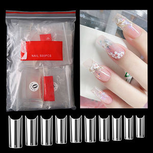 ZRKGEL Appuyez sur les ongles 500pcs clair faux acrylique ongles conseils demi-couverture conseils français pointu cercueil <span class=keywords><strong>ballerine</strong></span> c courbe ongles pointe - Product Image 3