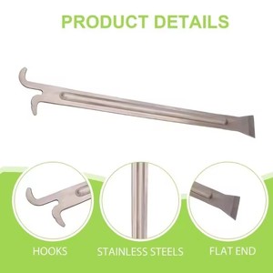 Cuchillo Gancho de Acero Inoxidable 201 Estilo Pomelo Lang para Limpieza de Colmenas, Herramienta de Apicultura de Varilla Larga para Apertura de Nidos y Cuadros de Colmena - Product Image 6
