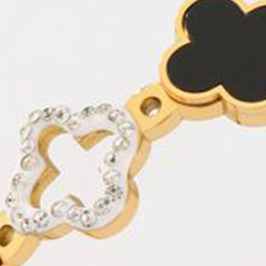 Bracciale Charm alla Moda Placcato Oro in Acciaio Inossidabile con Design a Piccoli Fiori, Gioielli da Donna - Product Image 3