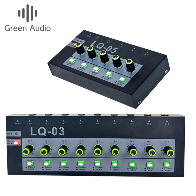 GAX-LQ05 Professional Recording Studio Audio Console Mixer 4/8 Channel with Stereo Mono Switching USB Mini Sound Card Mixer