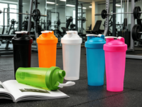 Bouteille de shaker portable en plastique sans BPA de 400 ml avec logo personnalisé pour la gym et le sport, anti-fuite, pour protéines