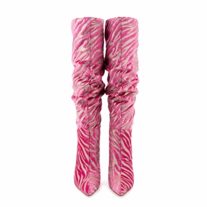 Bout pointu mode crin Match <span class=keywords><strong>paillettes</strong></span> femmes <span class=keywords><strong>bottes</strong></span> plissées avec longueur au genou talons hauts sans lacet Slouch dames Sexy longue botte - Product Image 6