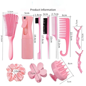 Gran oferta, juego de herramientas de peluquería de 11 Uds. con peine de ocho puntas, peine de cola puntiaguda, cepillo para cejas, pinza para el pelo, botella de Spray de plástico - Product Image 5