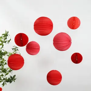 EAST <span class=keywords><strong>TERN</strong></span> Kit de 8 lanternes en papier en forme de nid d'abeille pour décorations de fêtes d'anniversaire, du Nouvel An, du Ramadan et de remise de diplômes - Non toxique et durable - Product Image 1