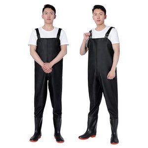 Pantalons de pêche imperméables avec bottes intégrées, bretelles réglables, en PVC, pour la pêche, l'agriculture, le jardinage, le nettoyage, les travaux en extérieur - Product Image 4