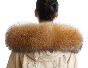 Capucha de Piel de Mapache Genuina de Primera Calidad, Ecológica y de Lujo para Invierno, Bufanda Desmontable, Capucha de Piel, Cuello de Piel - Product Image 1