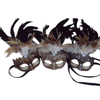 Masque de fête Halloween Mardi Gras Masque de mascarade strass plumes dentelle Carnaval