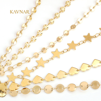 Chaîne en forme d'étoile KAVNAR, plaquée or véritable 18 carats, en acier inoxydable 304, chaîne à perles en forme d'étoile faite à la main pour accessoires géométriques