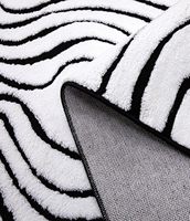 Tapis de salon 8x10 pieds, tapis moderne lavable, motif jacquard abstrait noir et blanc, double couleur