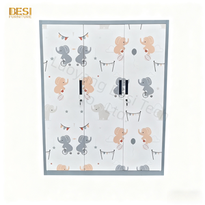 Zapatero apilable de acero inoxidable con patrón impreso de 3 puertas para sala de estar y uso en Hotel, Zapatero para niños, almacenamiento a prueba de herrumbre - Product Image 1