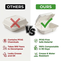 Contenitore per Pranzo in Bagassa da 9 Pollici, 100% Compostabile e Biodegradabile, per Asporto, Campeggio, Ristoranti e Catering