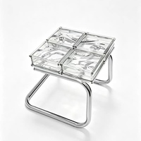 Ensemble de tables basses gigognes Bauhaus Mid-Century avec plateau en verre et rangement, meubles de salon mobiles