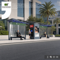 Parada de Autobús Moderna de Vidrio con Caja de Luz para Publicidad en el Tránsito Urbano