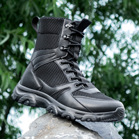 Bottes tactiques en cuir respirantes légères avec fermeture éclair en mesh pour l'été, la randonnée, les activités de plein air et l'entraînement