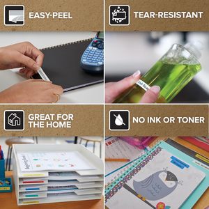Cinta de Etiquetas Autoadhesiva Multiusos de Plástico Transparente con Letras Negras de 12 mm x 4 m, Compatible con <span class=keywords><strong>DYMO</strong></span> S0721530 12267, para la Impresora de Etiquetas <span class=keywords><strong>LetraTag</strong></span> - Product Image 5