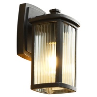 Applique murale extérieure étanche en aluminium moulé sous pression avec diffuseur en verre, 240V, noire, 2700K, CRI 80, pour jardin et rue