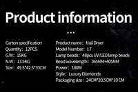 Diamants de luxe sèche-ongles manucure professionnelle Gel vernis lumière de polymérisation 180W UV LED lampe à ongles avec capteur automatique pour Salon