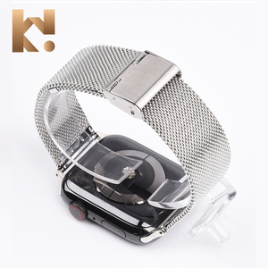 KeepWin مشبك معدني صلب مقاوم للصدأ مشبك أمان شبكي حلقة أحزمة ساعة ذكية فاخرة لساعة أبل الذكية 9/8/7/6/SE - Product Image 3