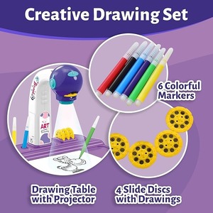 Kit <span class=keywords><strong>Proiettore</strong></span> per Disegno per Bambine con Pennarelli e Diapositive, Tavolo <span class=keywords><strong>Proiettore</strong></span> Luminoso in Plastica per Arte e Artigianato - Product Image 4