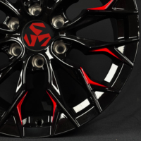 Rines Deportivos de Aleación SJ en Negro Brillante con Detalles Rojos, 18 19 20 21 22 Pulgadas, 5x114.3 5x120 6x139.7 para Honda, Toyota, Ford, SUV, Sedán