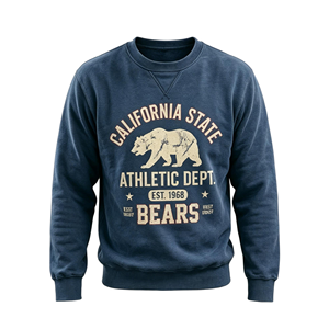 Felpa Oversize da <span class=keywords><strong>Uomo</strong></span> in Corduroy con Stampa Vintage California Bear, Personalizzata con Stampa DTG Kornit, Lavata, Girocollo, Casual, per Autunno - Product Image 2