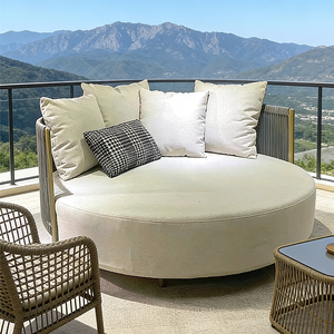 <span class=keywords><strong>Tumbona</strong></span> de Diseño <span class=keywords><strong>para</strong></span> Exteriores, Redonda, de Aluminio, con Cuerda, <span class=keywords><strong>para</strong></span> Piscina, Resort, Villa, Jardín, Patio - Product Image 3