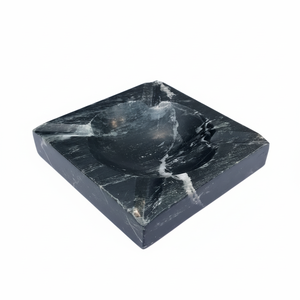 Cendrier en marbre marin noir avec rainures Plateau en pierre naturelle en marbre blanc pour cigare à cigarettes - Product Image 1