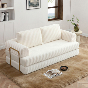 Sofá Cama Convertible Plegable, Sofá de Suelo Moderno de Pana, Futón con Colchón y Almohadas, Sofá sin Estructura para Sala de Estar y Dormitorio - Product Image 3