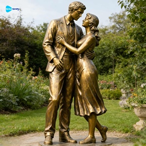 Statua in Bronzo a Grandezza Naturale di Coppia in Amore Vero per Parchi, Ville e Spazi Esterni - Product Image 4