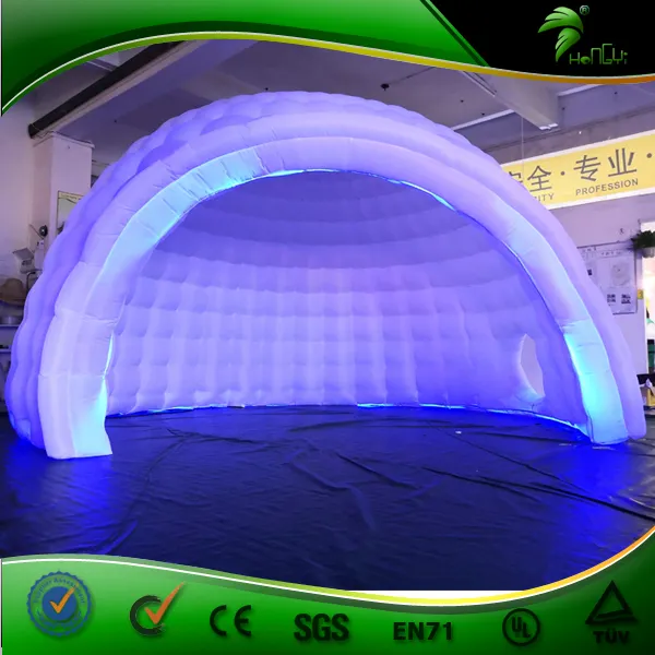 Dôme d'air gonflable avec cabine de couleur blanche à lumière LED changeante pour l'affichage
